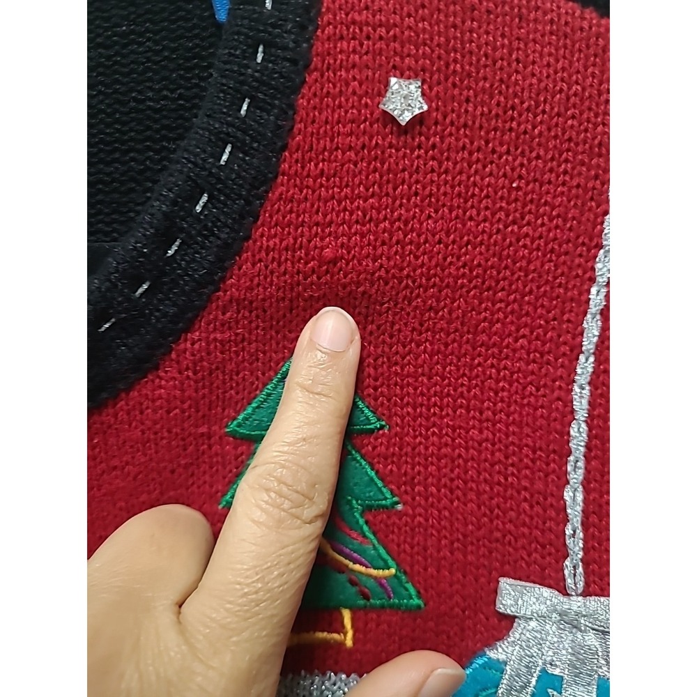 Karen Scott Christmas Cardigan‎ Sweater Trees And Ornaments Women's Size Medium - Picture 14 of 16